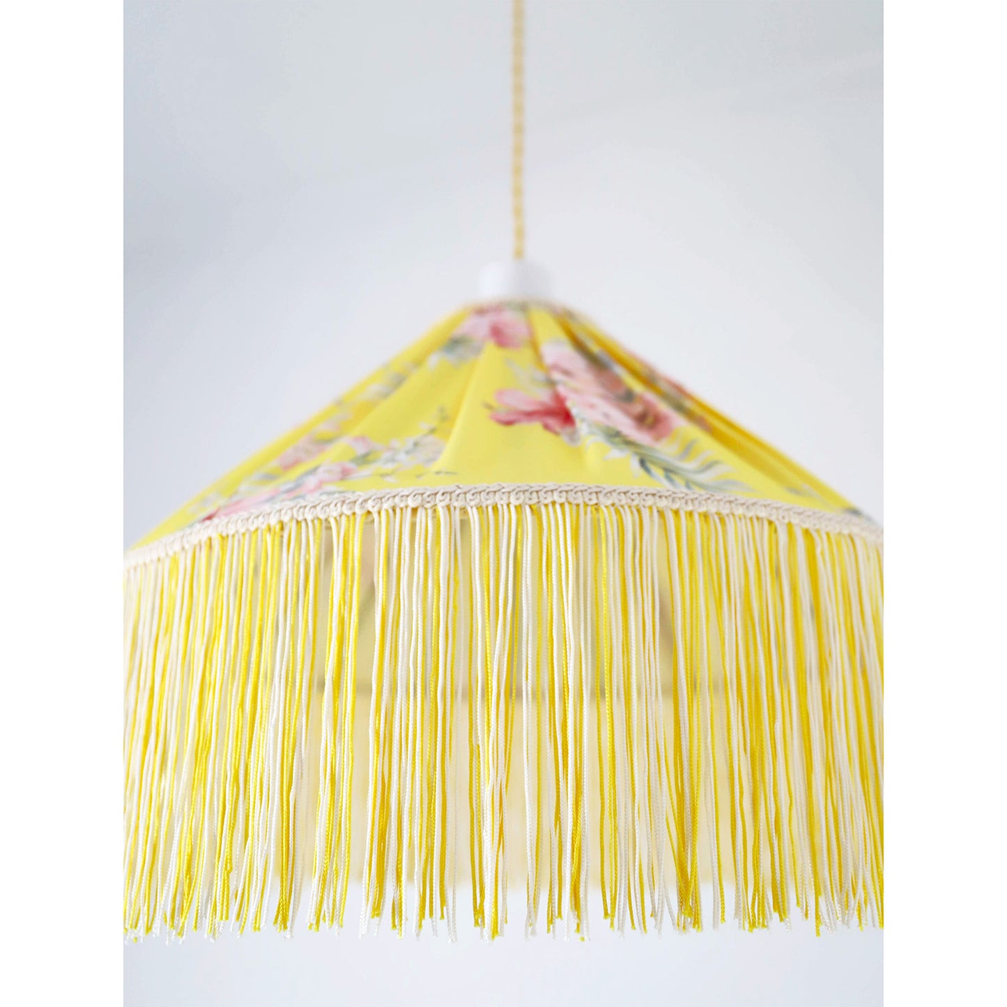 Suspension vintage évasée imprimée avec franges