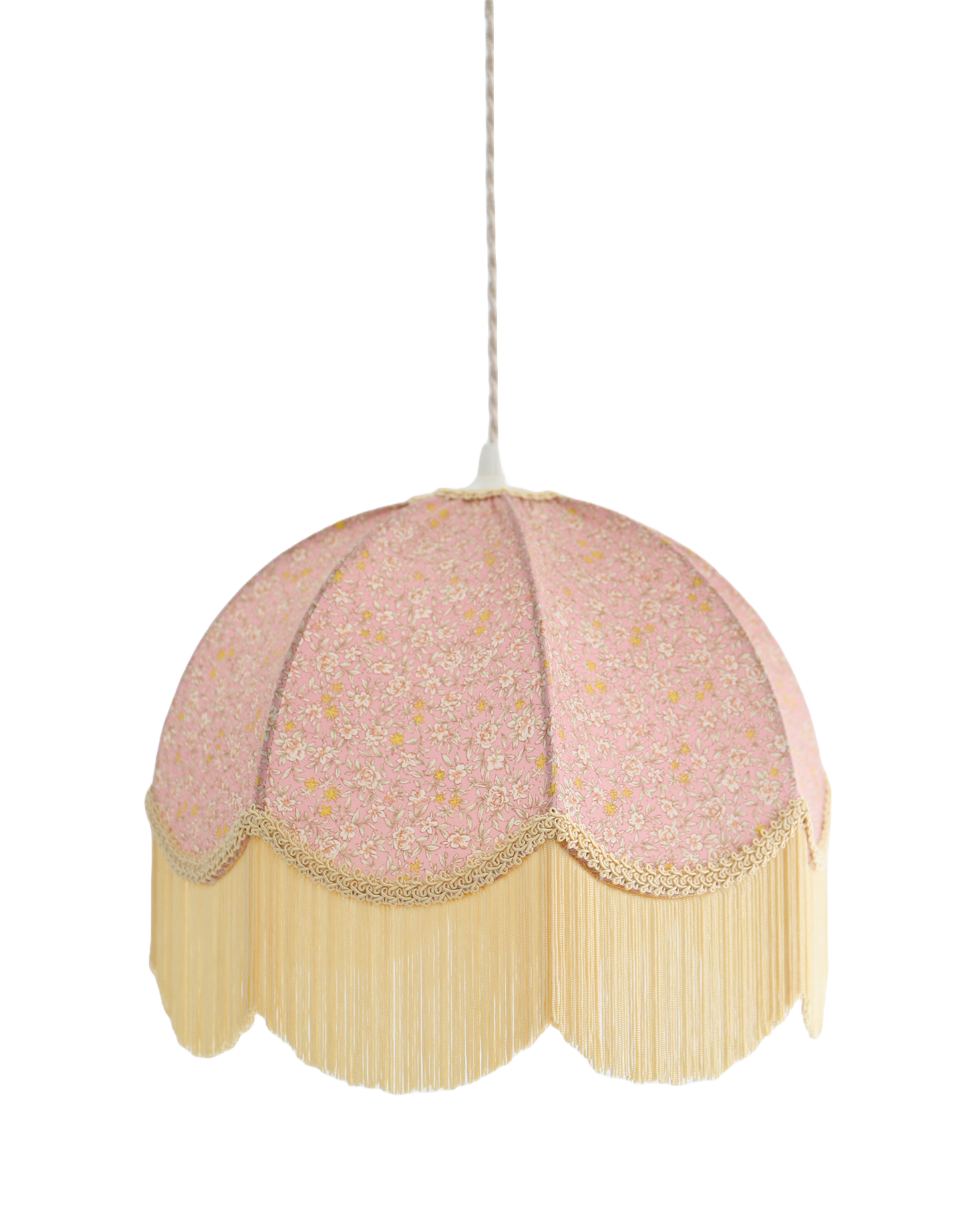Suspension vintage pétale arrondi imprimée avec franges