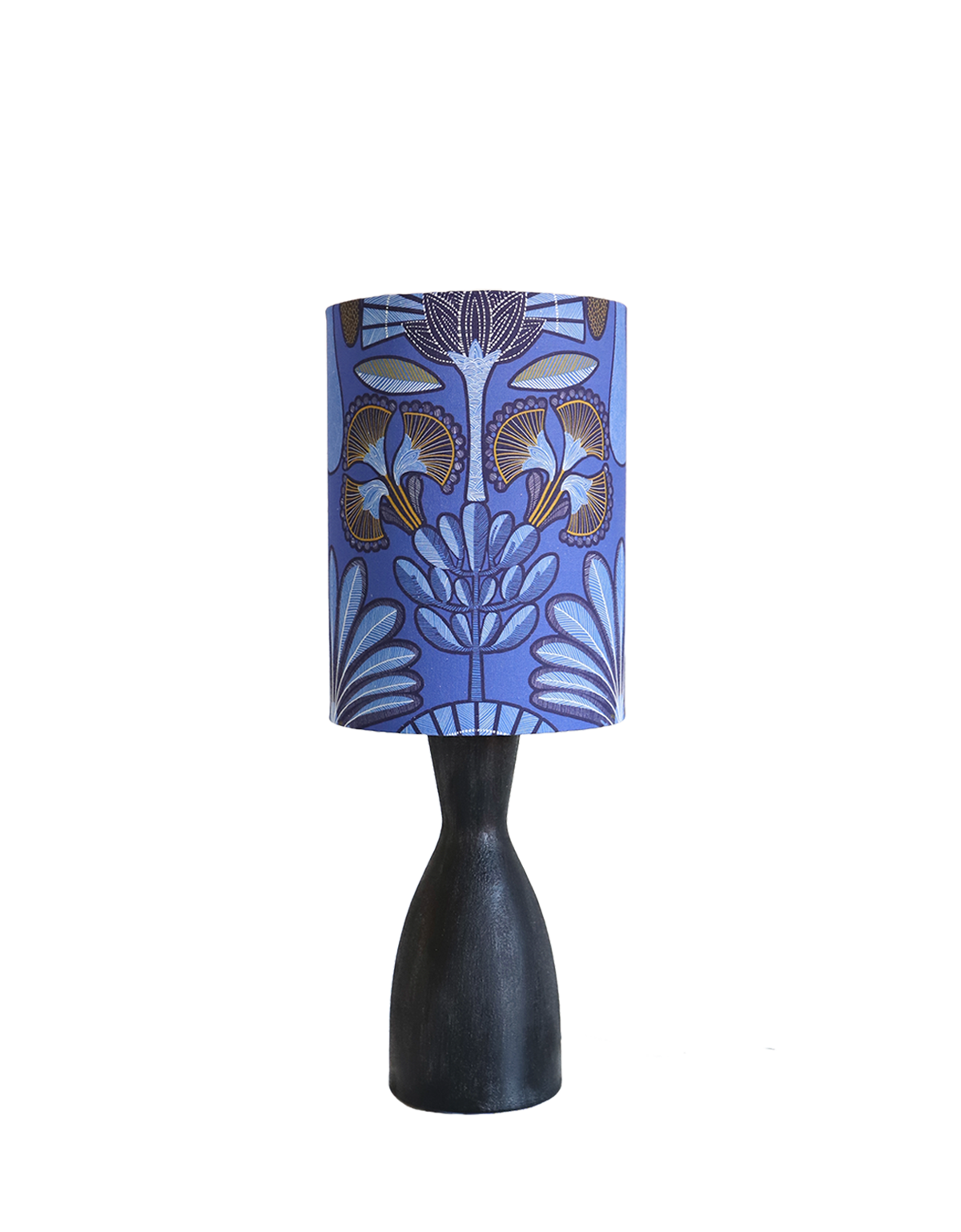Lampe à poser, pied en céramique mate et abat-jour imprimé