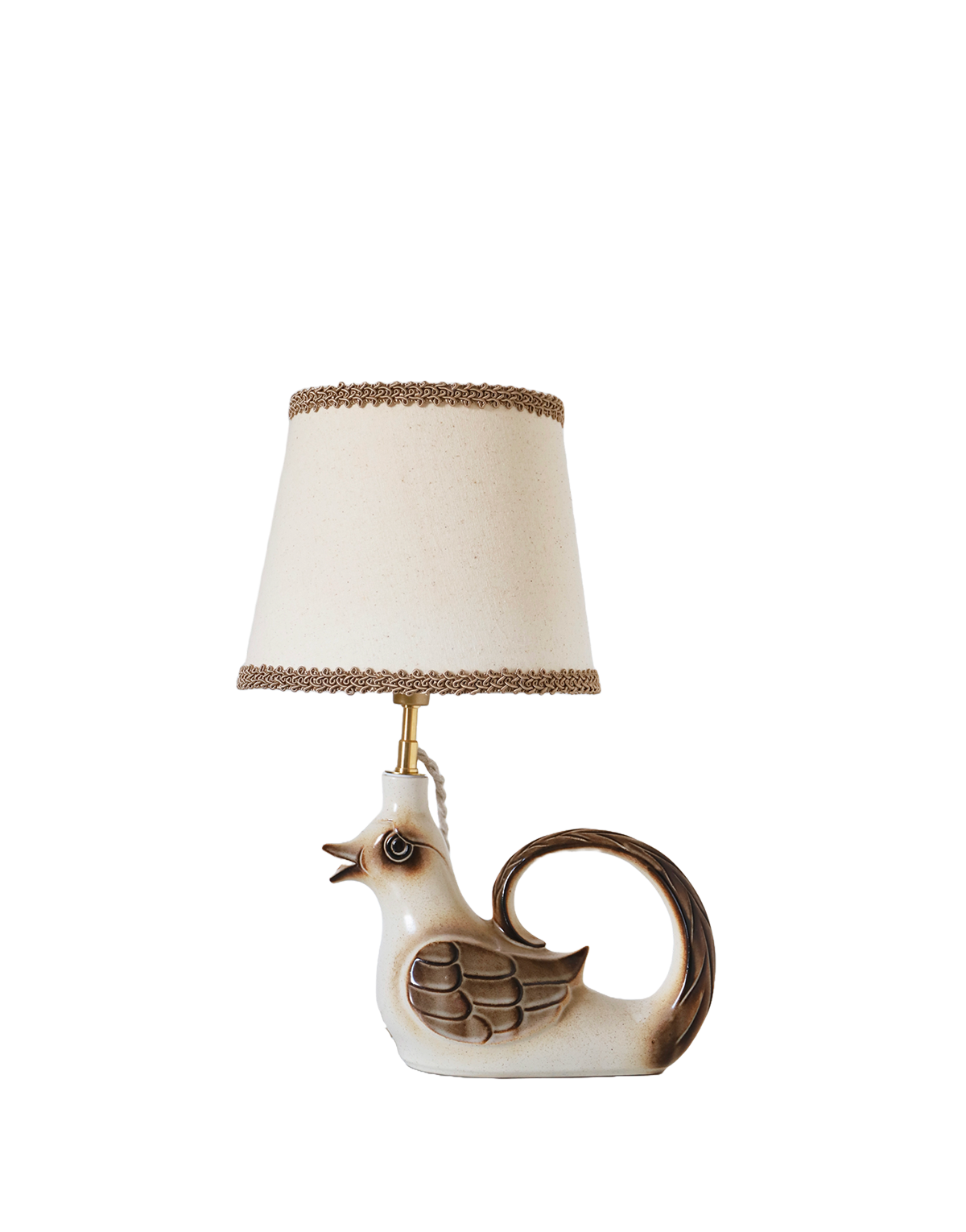 Lampe à poser, pied en céramique "oiseau" années 50