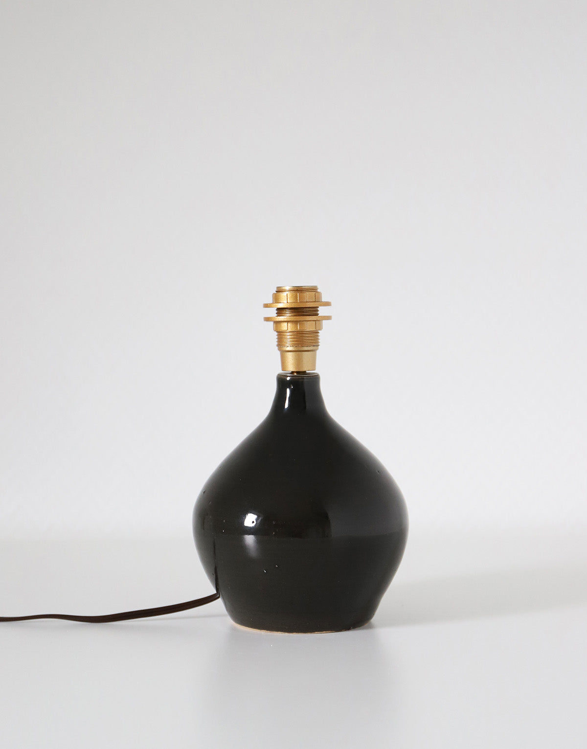 Lampe en grès émaillé années 70 abat-jour oval imprimé