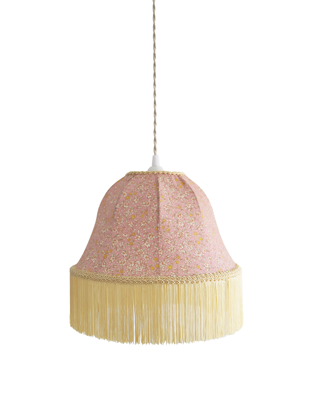 Suspension vintage forme "cloche" imprimée avec franges