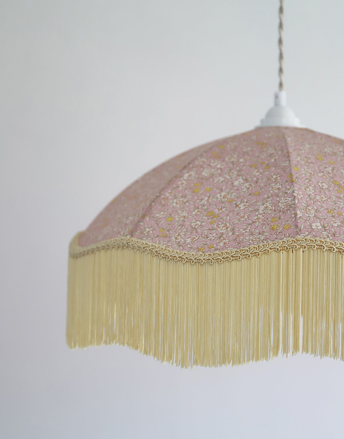 Suspension vintage parapluie imprimée avec franges D45 cm