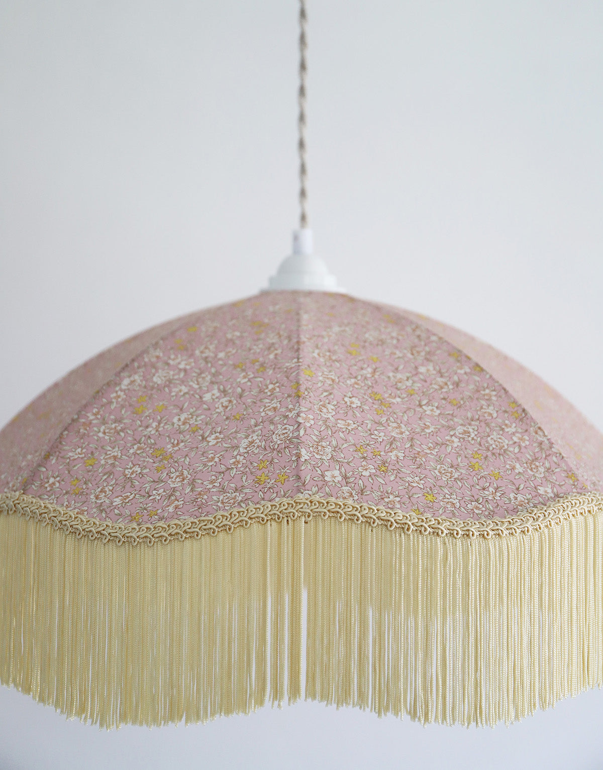 Suspension vintage parapluie imprimée avec franges D45 cm