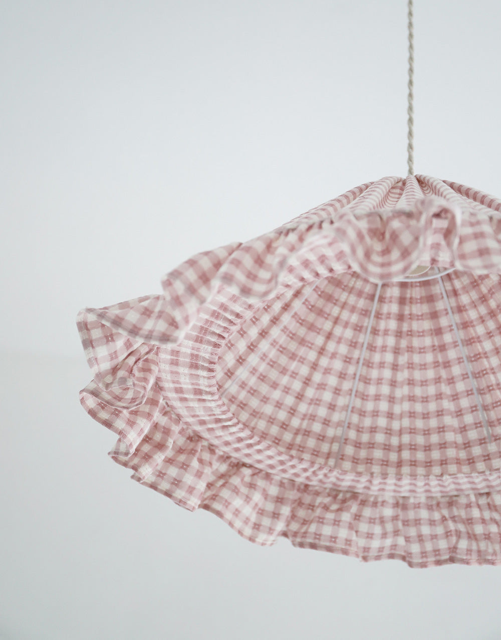 Suspension conique avec volant Emilia "petits carreaux rose"