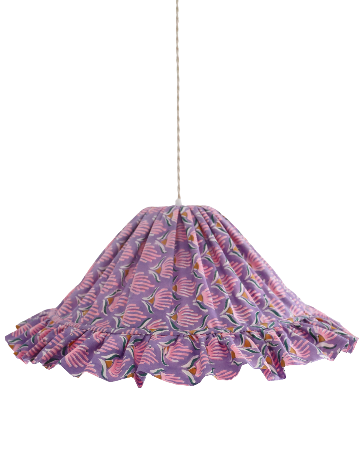 Suspension conique avec volant Emilia "purple shell flowers"