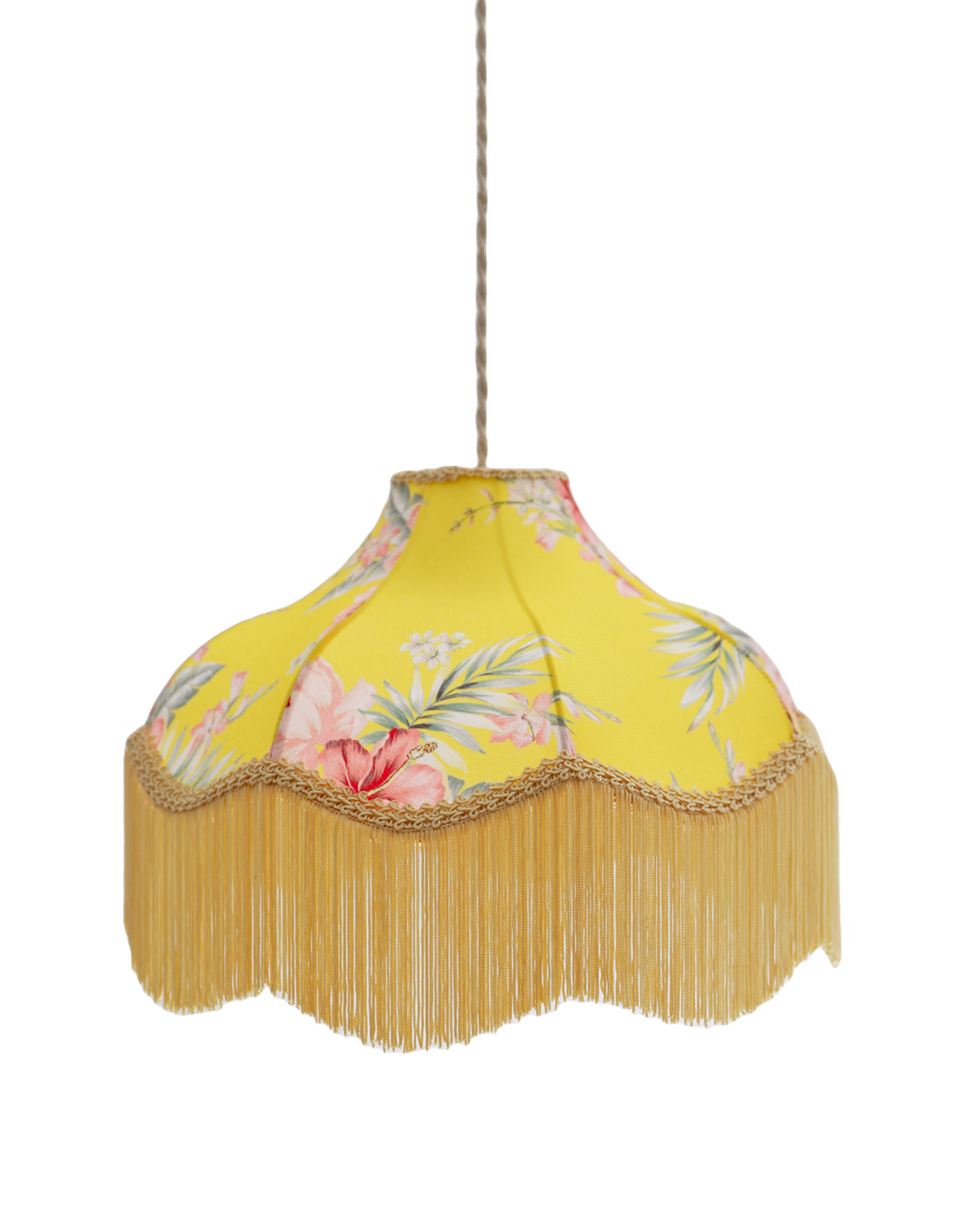 Suspension vintage florale imprimée avec franges