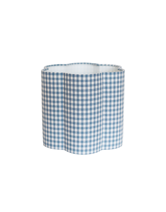 Abat-jour forme fleur Flora "mini vichy bleu ciel"