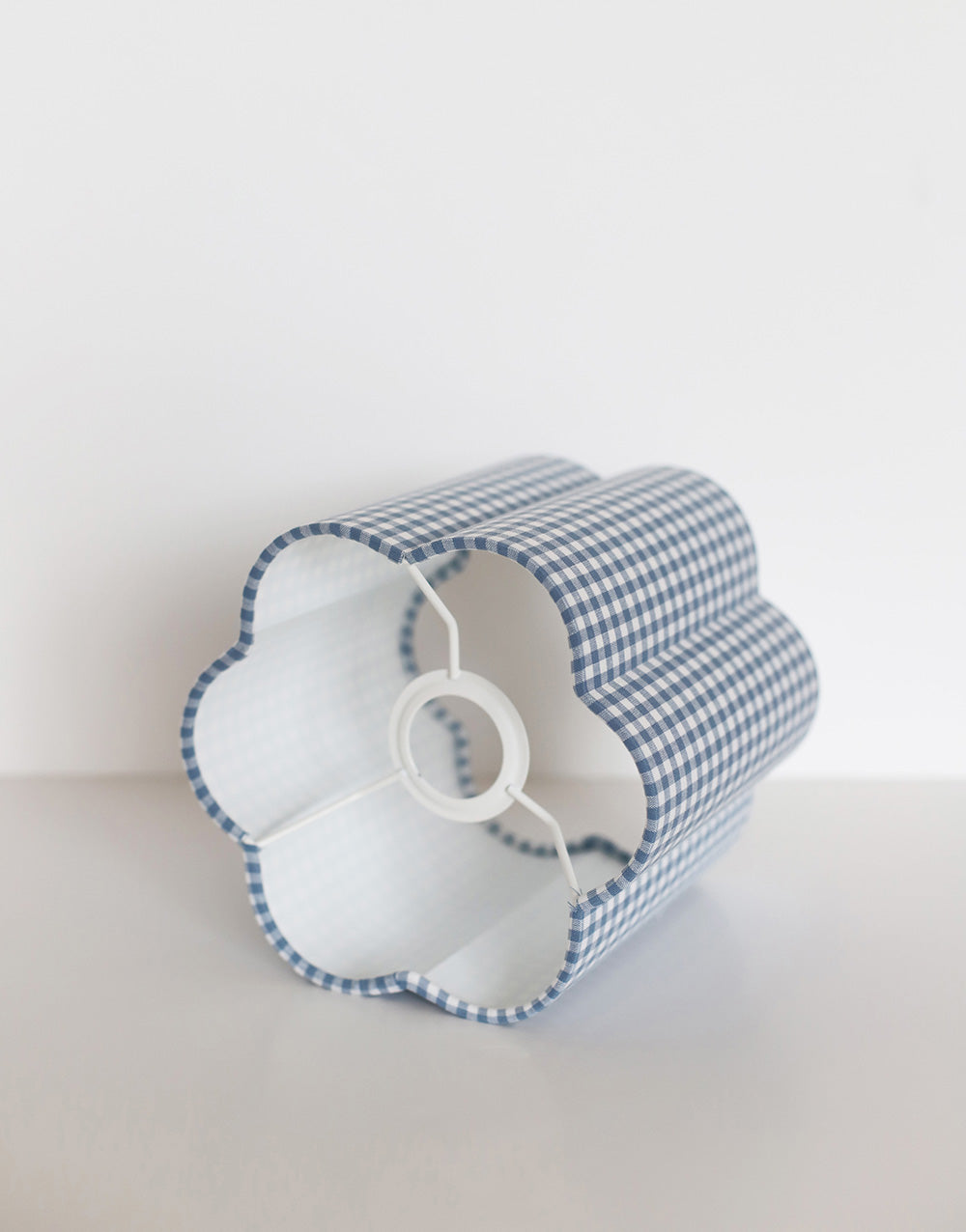 Abat-jour forme fleur Flora "mini vichy bleu ciel"