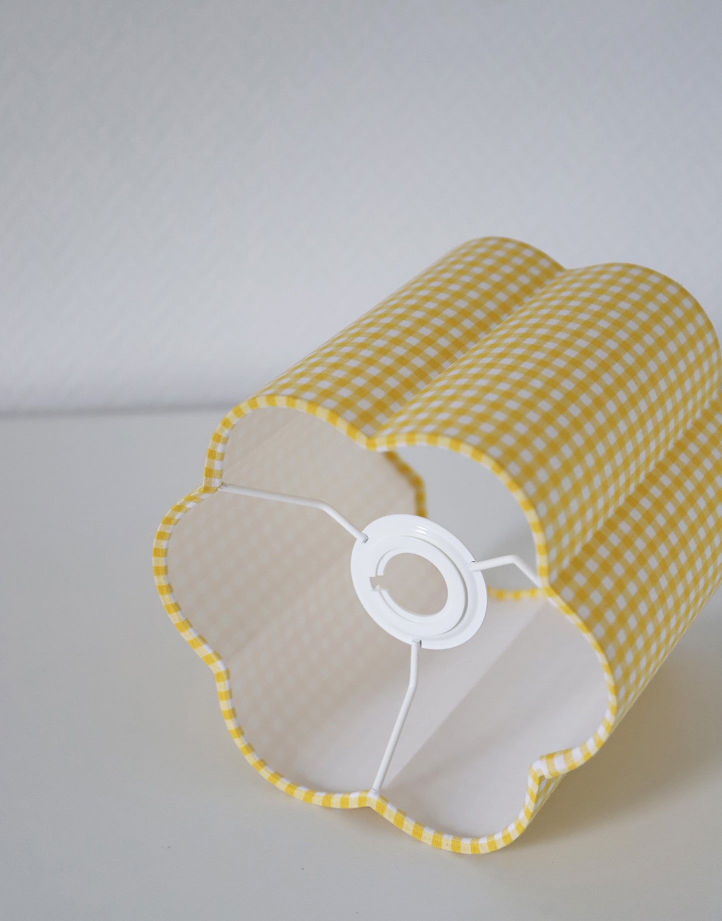 Abat-jour forme fleur Flora "mini vichy jaune citron"