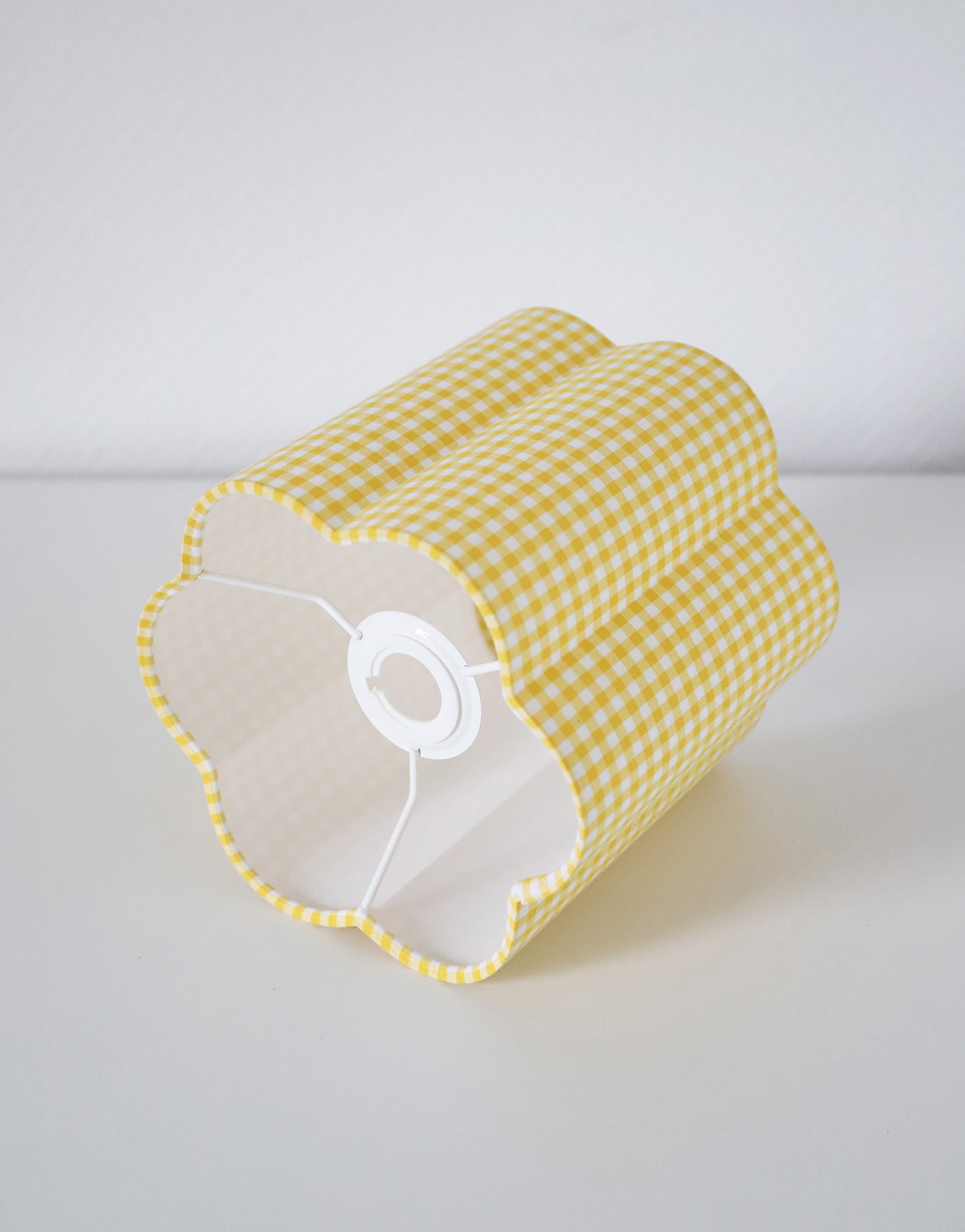 Abat-jour forme fleur Flora "mini vichy jaune citron"