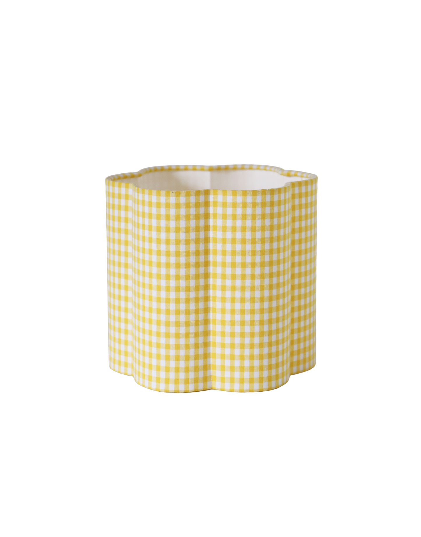 Abat-jour forme fleur Flora "mini vichy jaune citron"