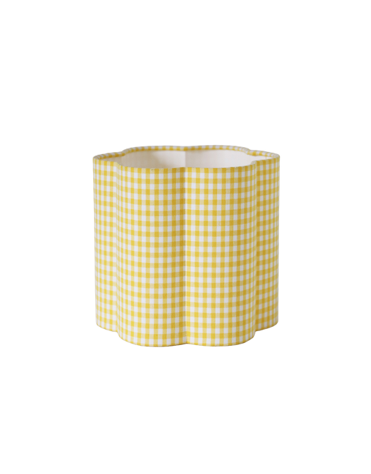 Abat-jour forme fleur Flora "mini vichy jaune citron"