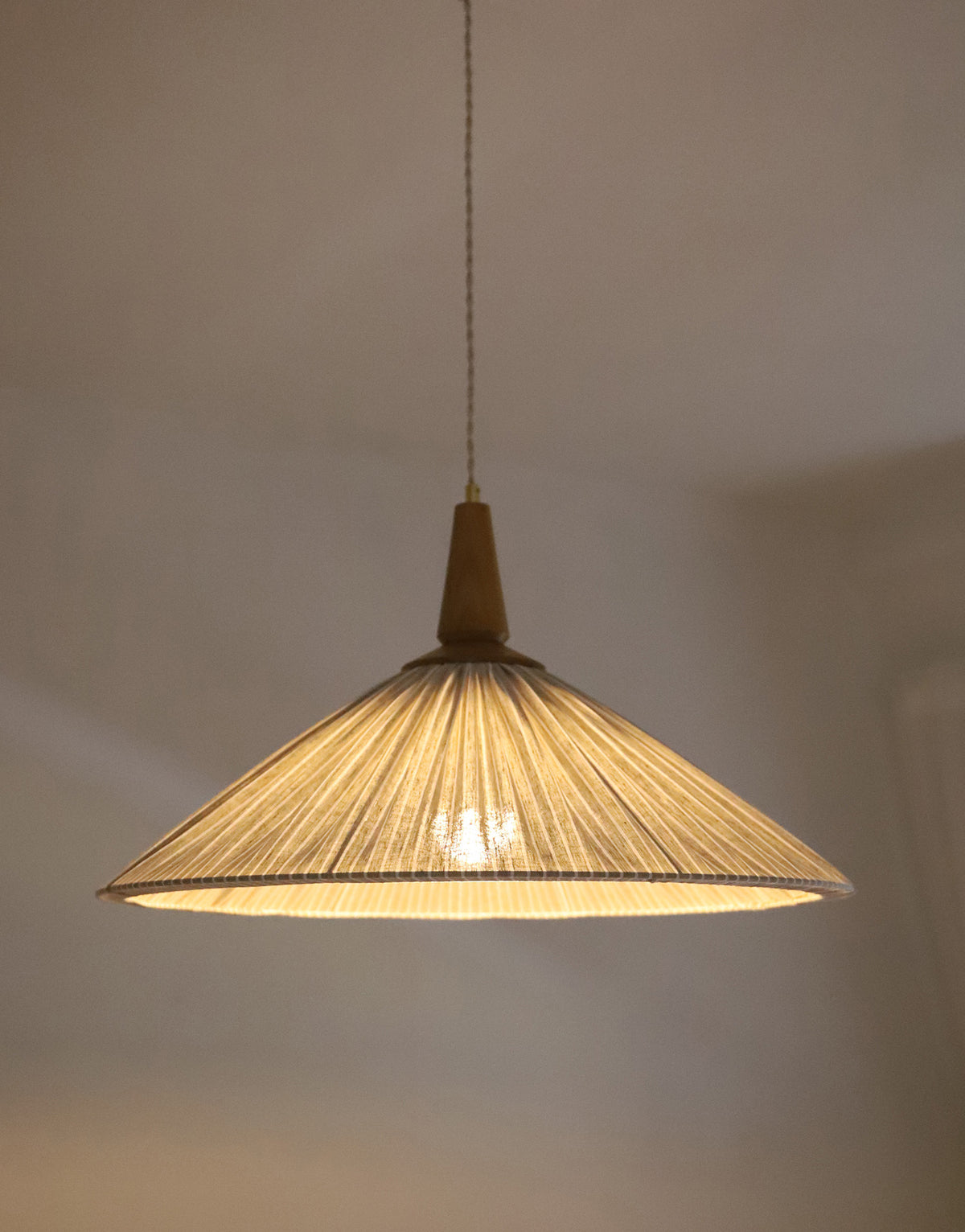 Suspension ELEONORE — 60 cm, lin et coton rayé olive