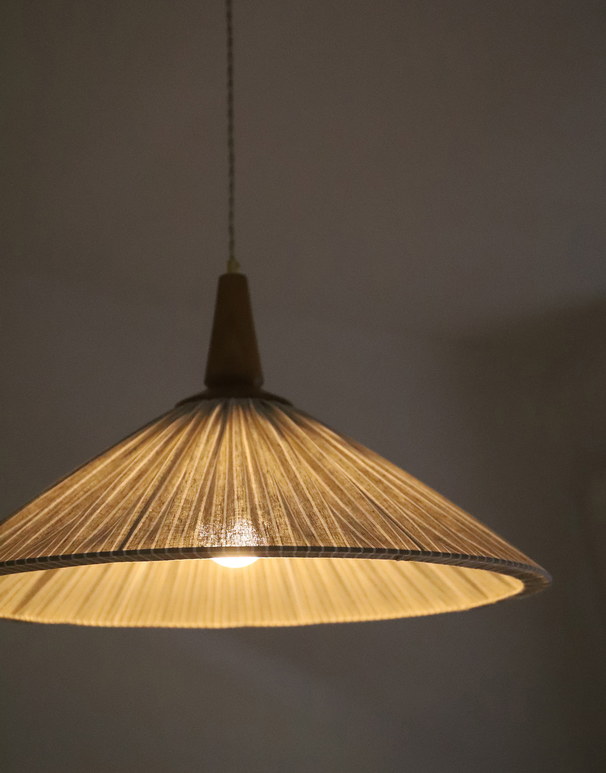Suspension ELEONORE — 60 cm, lin et coton rayé olive