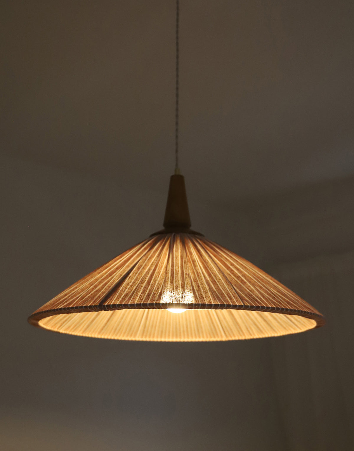Suspension ELEONORE — 60 cm, lin et coton rayé terra