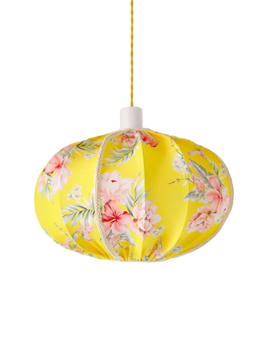 Suspension vintage "boule japonaise" imprimée fleurs