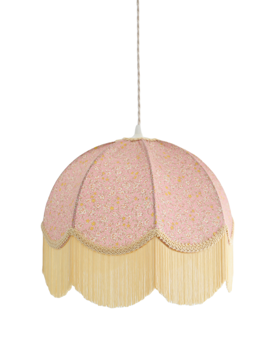 Suspension vintage pétale arrondi imprimée avec franges