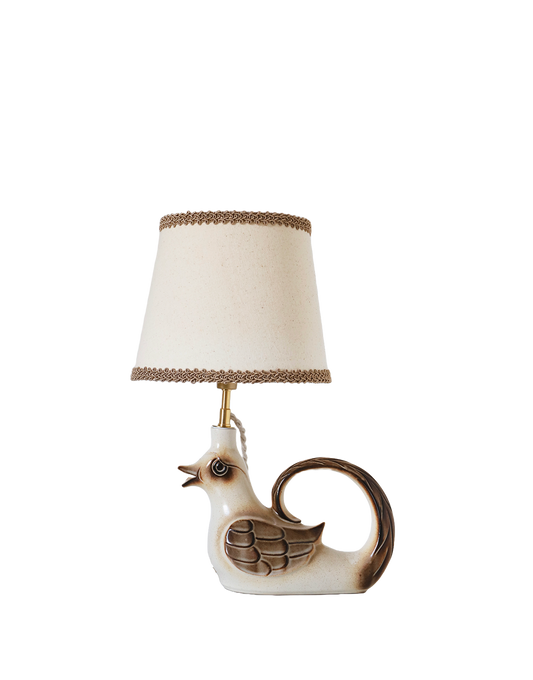 Lampe à poser, pied en céramique "oiseau" années 50