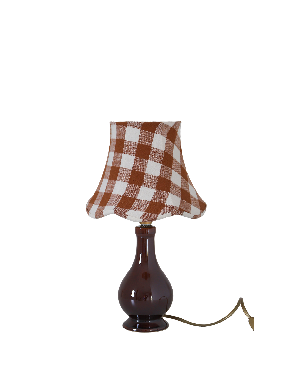 Upcycled vintage lamp — antique bronze candlestick base and graphic floral pattern