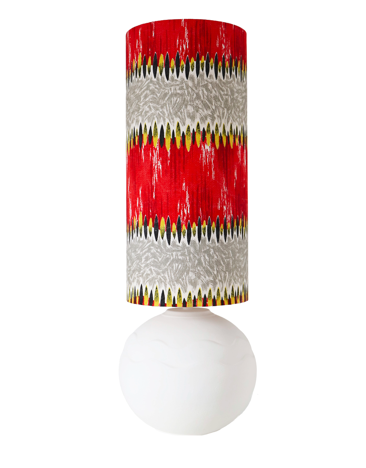 Lampe à Poser Vintage pied en céramique "Vague Rétro" abat-jour tissu vintage - Édition Limitée