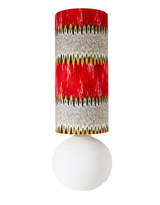 Lampe à Poser Vintage pied en céramique "Vague Rétro" abat-jour tissu vintage - Édition Limitée