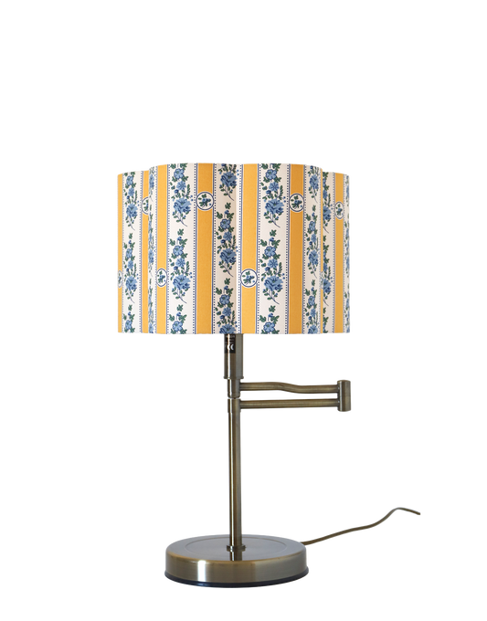 Upcycled vintage lamp — swing arm, scalloped floral lampshade