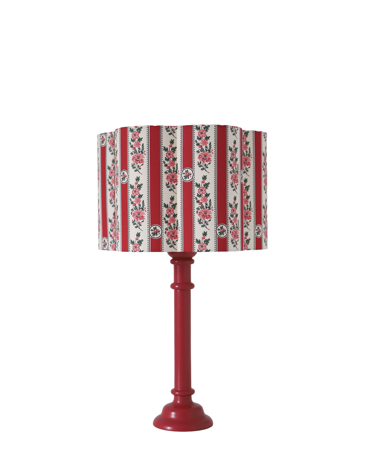 Lámpara vintage reciclada — con brazo giratorio, pantalla festoneada floral