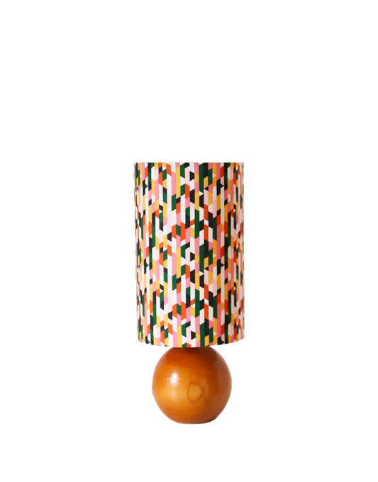 Lampes de chevet, pied bois et abat-jour imprimé