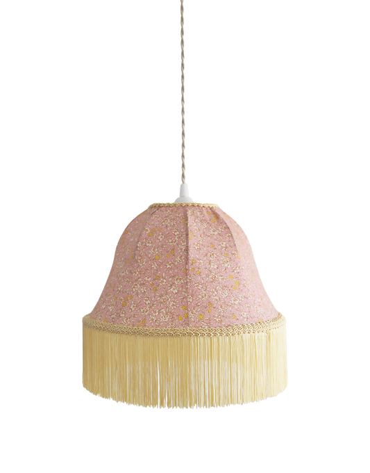 Suspension vintage forme "cloche" imprimée avec franges