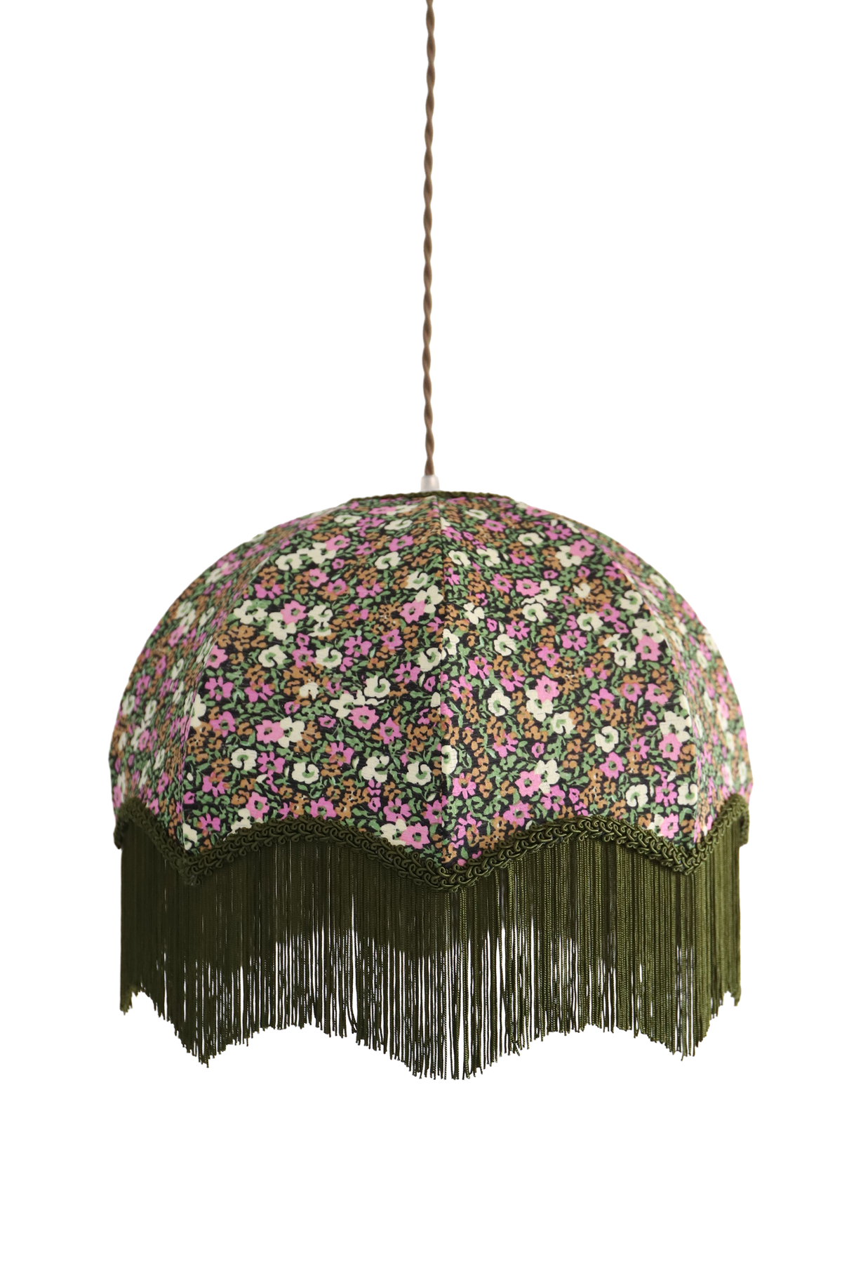 Suspension vintage recyclée à franges — création artisanale Hautlalampe