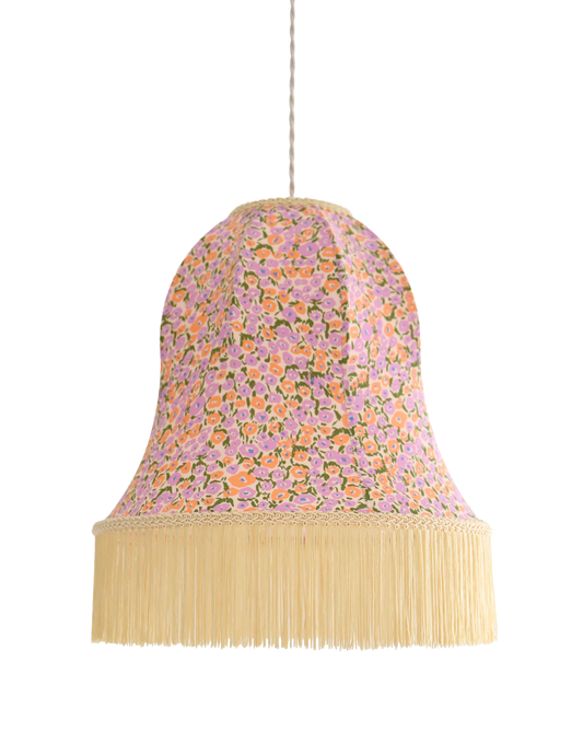 Suspension Armande forme "cloche" imprimée avec franges